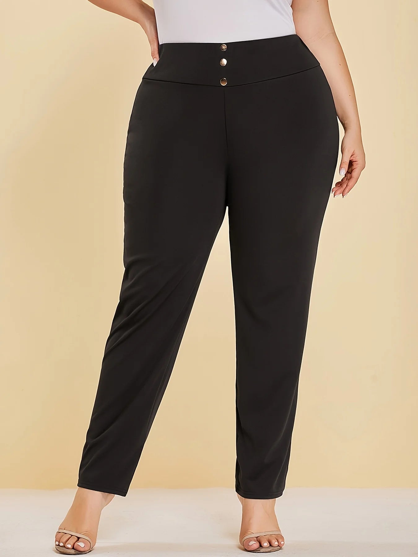 Autumn and winter new women's plus size knitted fabric casual models slit design straight trousers