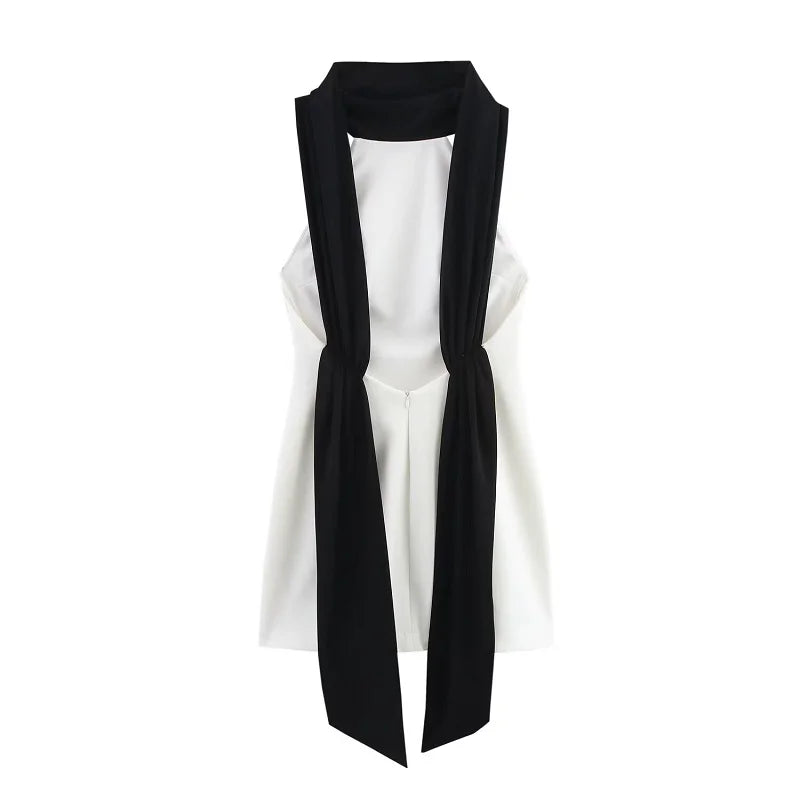 MUJER White Backless Short Dress Woman Halter Elegant Party Dresses for Women off Shoulder Mini Dress Women New in Dresses Woman