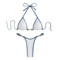 2Pcs/Set Sexy Micro Bikini 2022 Chain Swimsuit Halter Wire Free Faux Pearl Bikini Set traje de baño mujer бикини