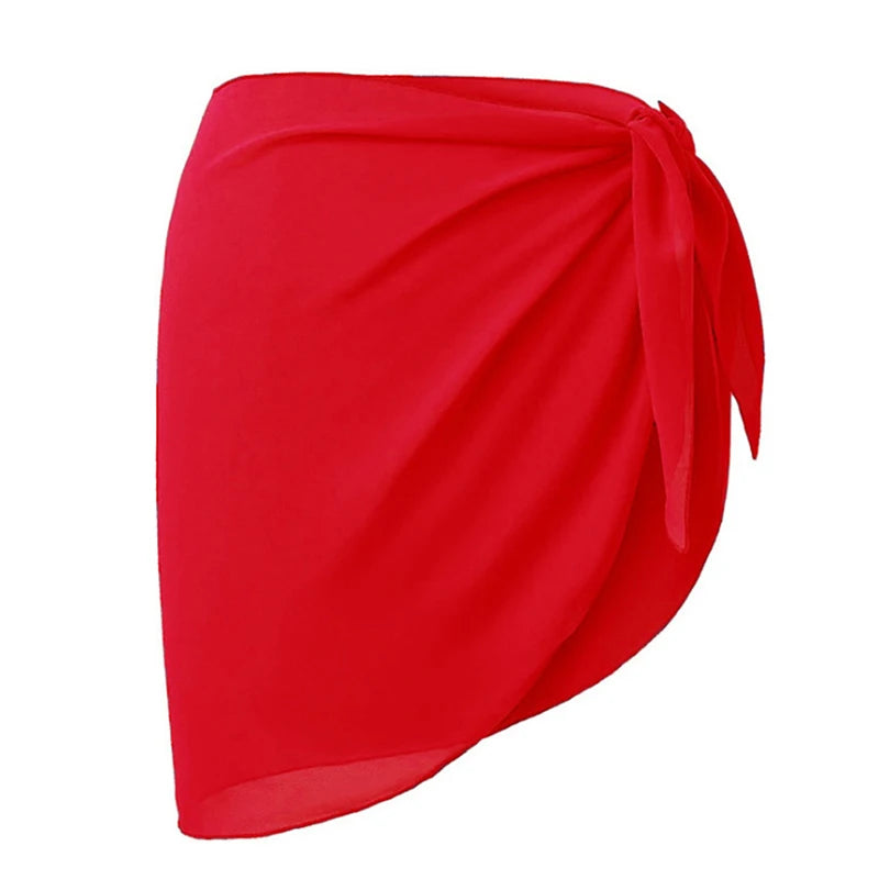 Women Short Sarongs Swimsuit Summer Coverups Beach Bikini Wrap Sheer Short Ladies Skirt Chiffon Scarf Cover Ups For Swimwear
