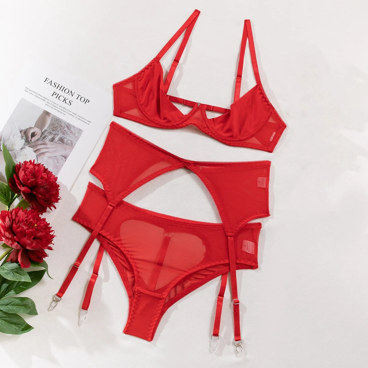 Lenceria Mujer Sexy Push Up Bras Sexy Outfits Bra Panties Set G-string Garter Belt Lenceria Set Lace Dress Women's Intimates