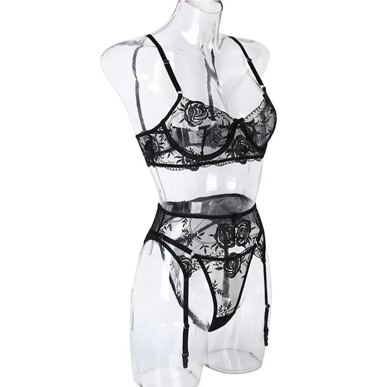 Sexy Lingerie Bras Sets Transparent Hot Porno Lace Erotic Underwear Sexy Bra And Garter Set Lingerie Sexy Hot Erotic Sleepwear