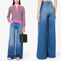 Women casual High Waist Wide Legs jeans Soft fashion denim Pants
