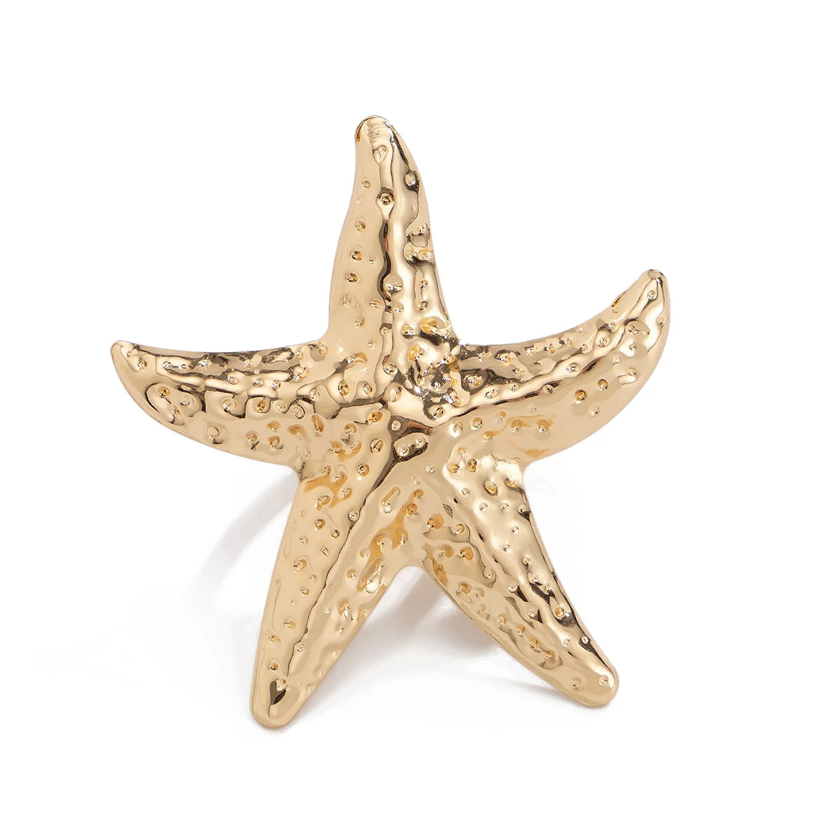 PuRui Trend Exaggerated Gold Color Big Starfish Conch Rings for Women Creative Punk Finger Ring Statement Party Banquet Jewelry