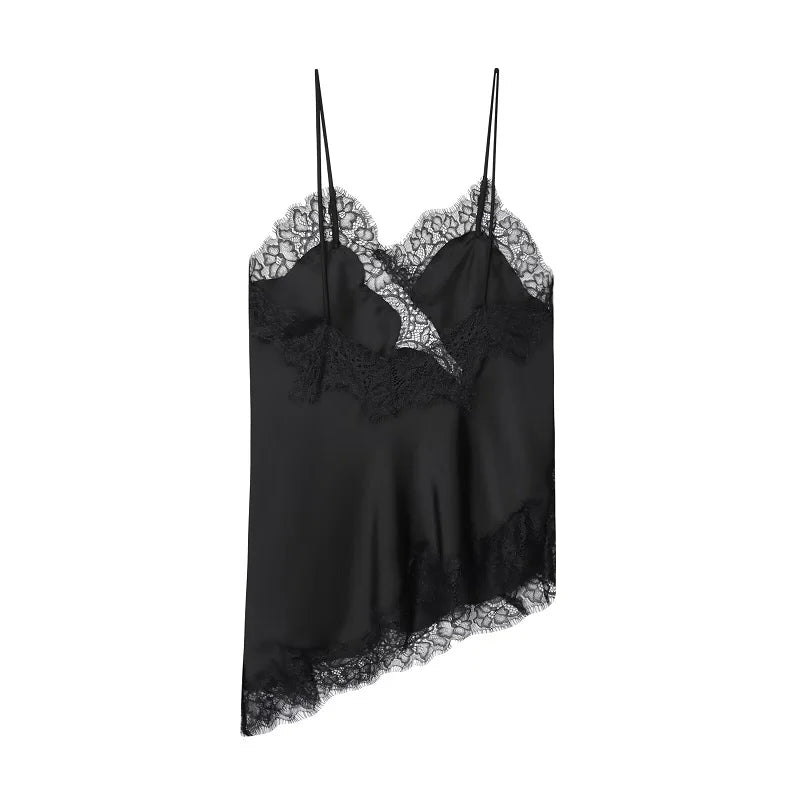 MUJER Black Lace Tops for Women Camisole Sexy Backless Tops Woman 2025 Summer Sleeveless Women's Tops Straps Beach Top Female