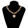 Hip Hop Thick Cross Chain With Heart Pendant Necklace for Women Chunky Short Choker Necklace Collar 2022 Fashion Jewelry on Neck