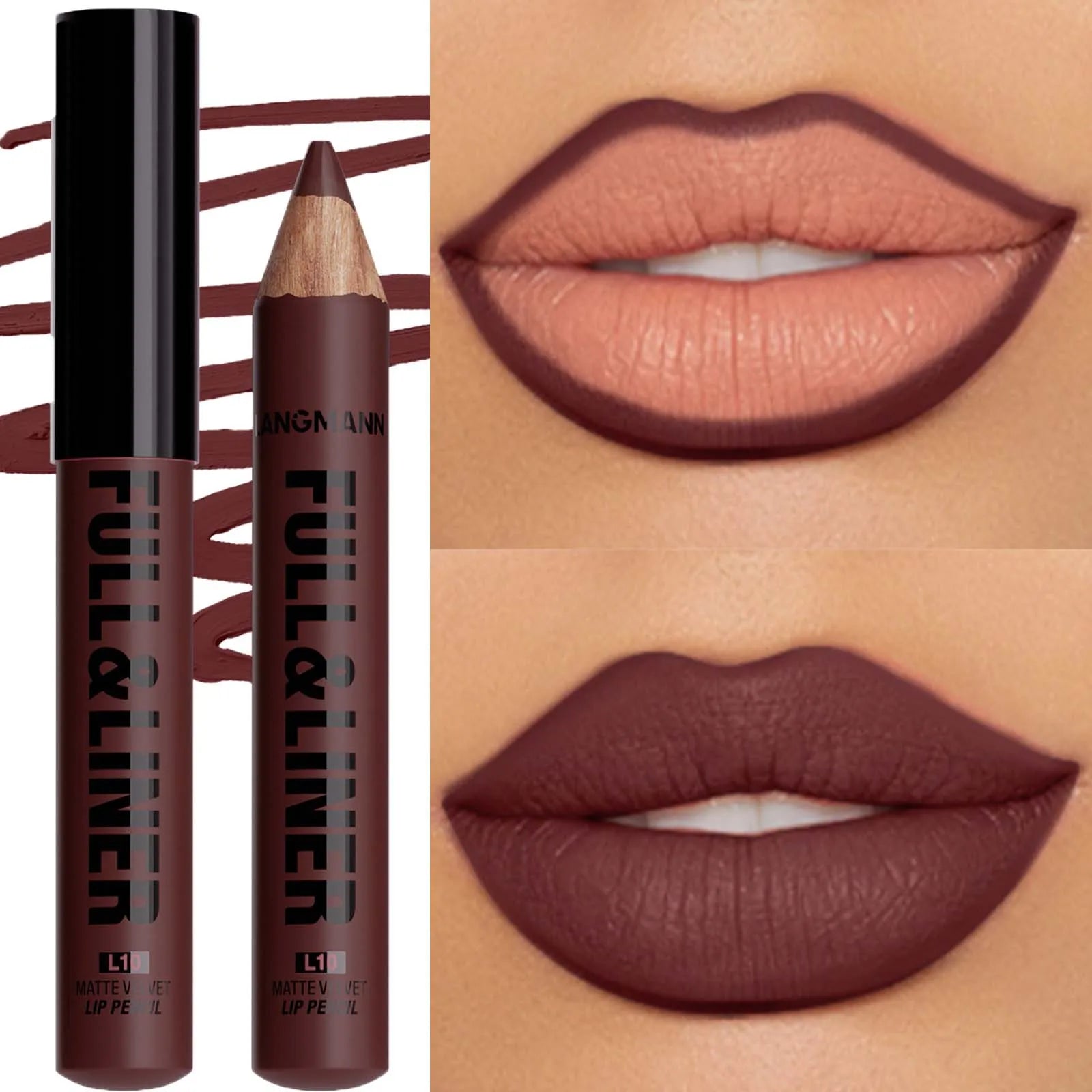 Waterproof Matte Lipliner Pencil Brown Contour Tint Lipstick Pen Long Lasting 12 Color Wooden Lip Liner Pencil Full-lip Makeup