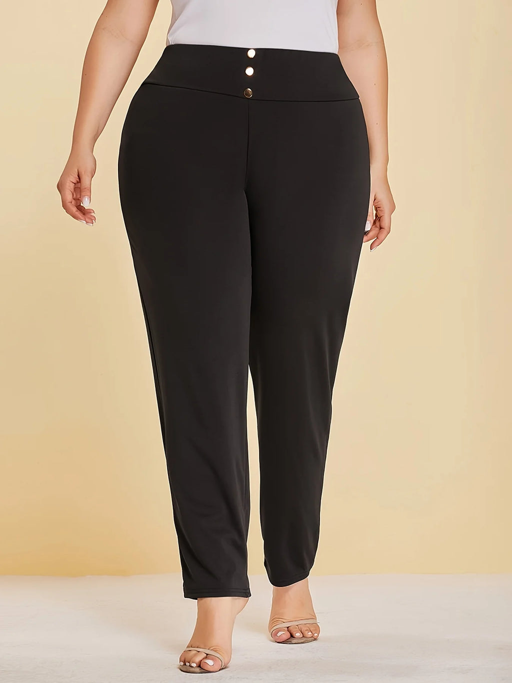 Autumn and winter new women's plus size knitted fabric casual models slit design straight trousers