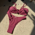 VigoCasey 2025 Sexy Strapped Swimwear Women Solid Push Up Bikini Backless High Cut Swimsuit Lady Brazilian Beach Bathing Suit