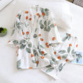 Kimono Half Sleeve Robes with Long Pants 2 Pcs Cotton Printed Sleepwear Clothes for Women's Spring and Autumn Home Clothes
