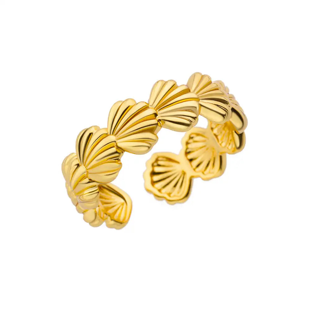 Stainless Steel Shell Rings For Women Girls Aesthetic Gold Color Finger Ring 2024 Trend Summer Wedding Jewelry Beach Gift Bague