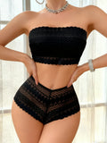 Strapless Bralette Set Lace Wireless Unpadded Bra and Panties Set for Women Comfortable Seamless Lingerie for Wedding S-XL