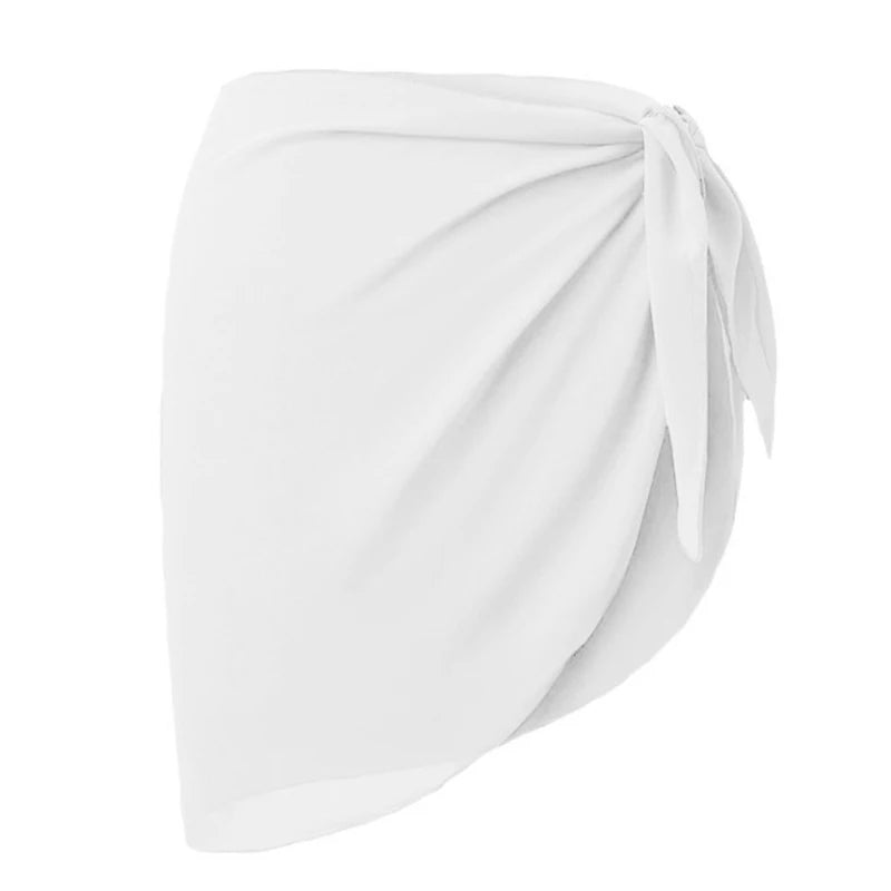 Women Short Sarongs Swimsuit Summer Coverups Beach Bikini Wrap Sheer Short Ladies Skirt Chiffon Scarf Cover Ups For Swimwear