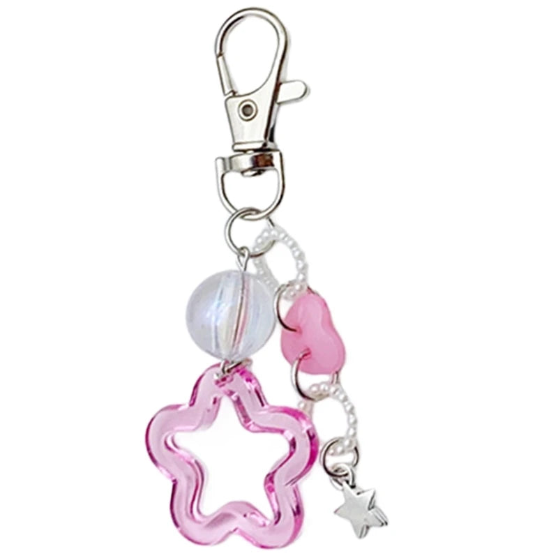Phone Charm Strap Y2K Keychain Kawaii-Cute Pendant Jewelry Keyring Lanyard String Black Cross-Bow Beaded Chain for Women Girl