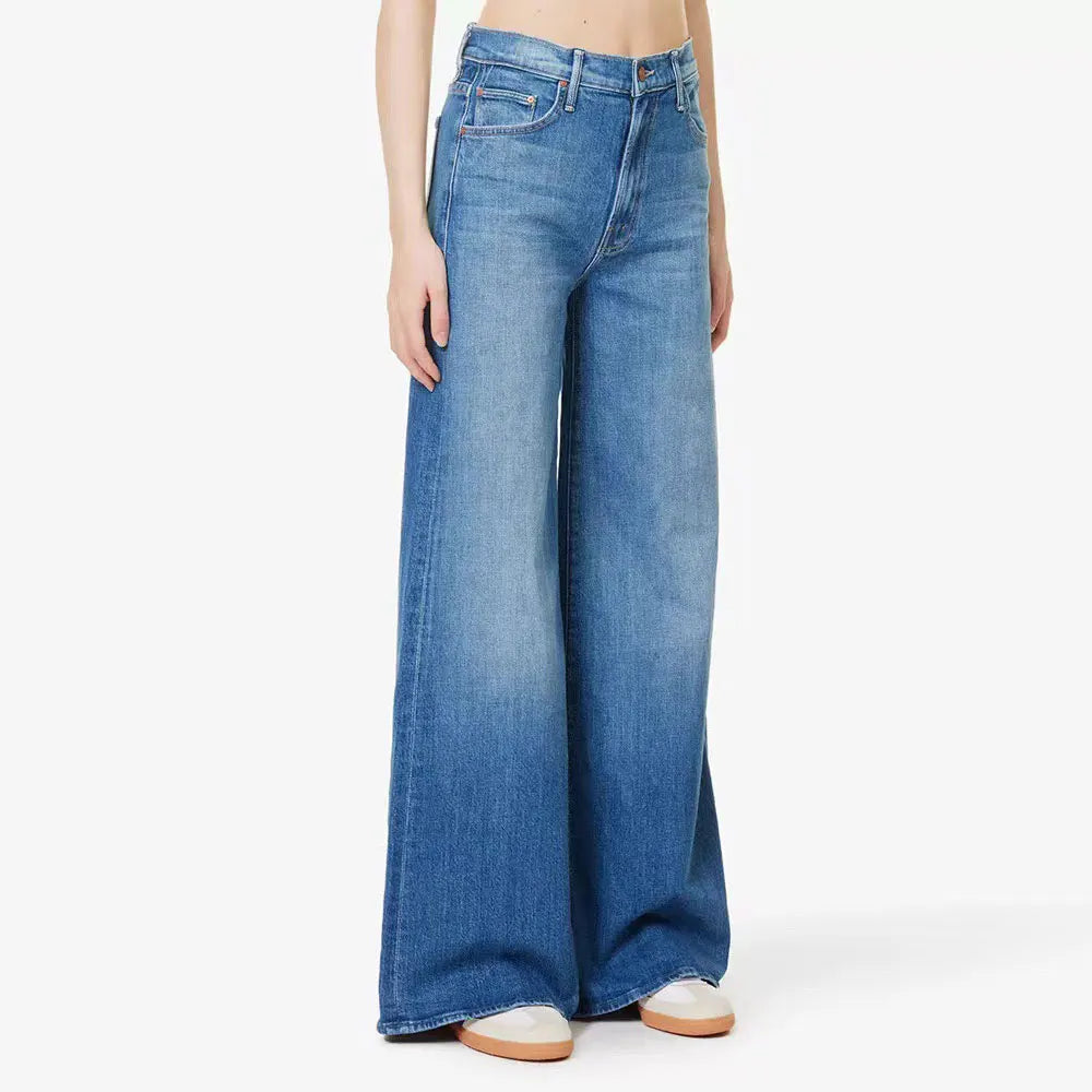 Women casual High Waist Wide Legs jeans Soft fashion denim Pants
