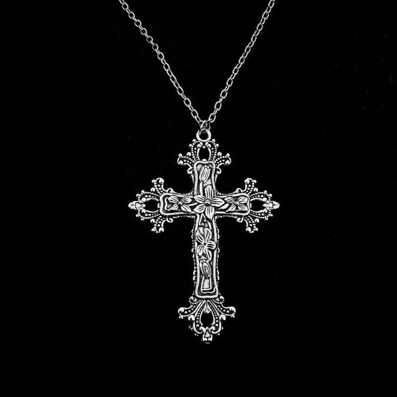 Hip Hop Cross Pendant Necklace Gothic Stainless Steel Minimalist Jewelry For Men Retro Fashion Unisex Gift Couple Accessories