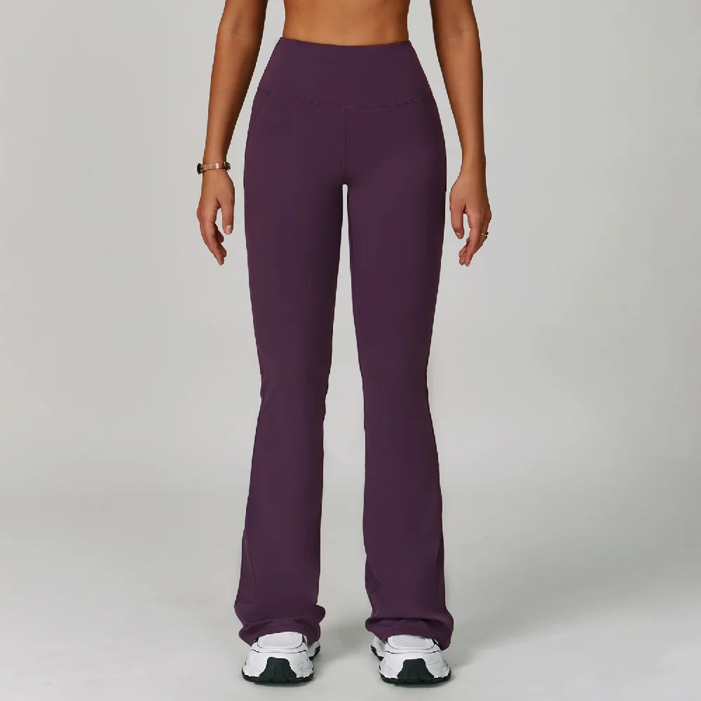 Ropa Mujer High Waisted Fitness Flared Pants Elastic Bell Bottom Pants Women Casual Outdoor Running Yoga Pants Wide Leg Pants