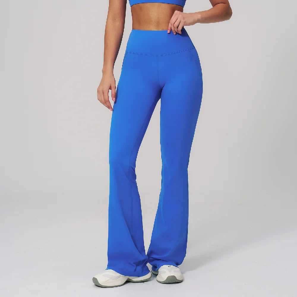Ropa Mujer High Waisted Fitness Flared Pants Elastic Bell Bottom Pants Women Casual Outdoor Running Yoga Pants Wide Leg Pants
