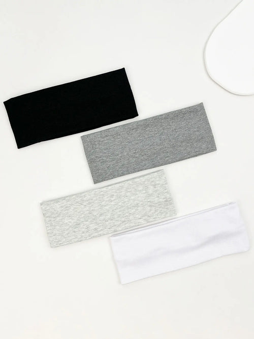 4Pcs/Set Fashion Knitted Hair Bands Women Solid Color Wide Elastic Headband Sport Yoga Hairband Soft Wash Face Makeup Headwrap