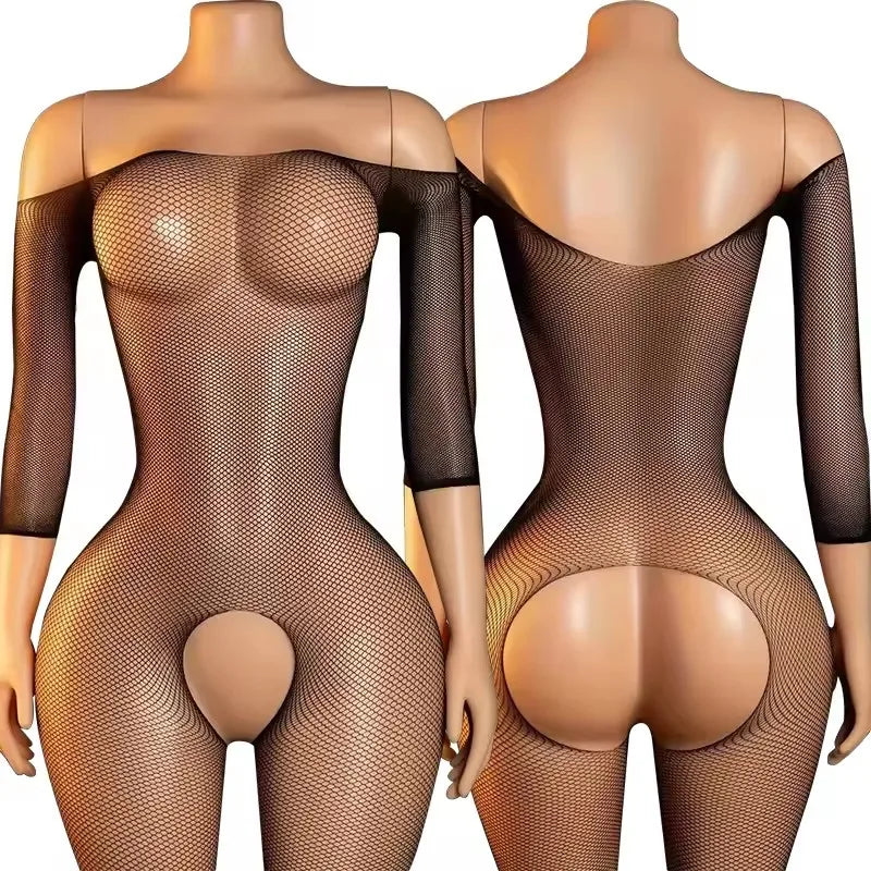 Erotic Open Crotch Bodystocking Lingerie Black Women Bodysuit Sexy Porn Sleeveless Underwear Lenceria Sexual Mujer Crotchless