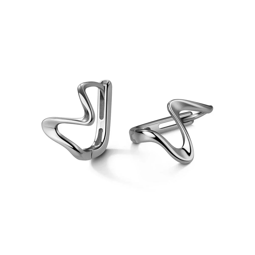 INZATT Real 925 Sterling Silver 18k Gold Irregular Wave Line Hoop Earrings For Charm Women Classic Fine Jewelry Accessories