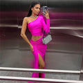 CNYISHE One Shoulder Cut Out Split Ruched Maxi Dress for Women Elegant Party Prom Gown Dresses Woman Sexy Birthday Outfits Robes