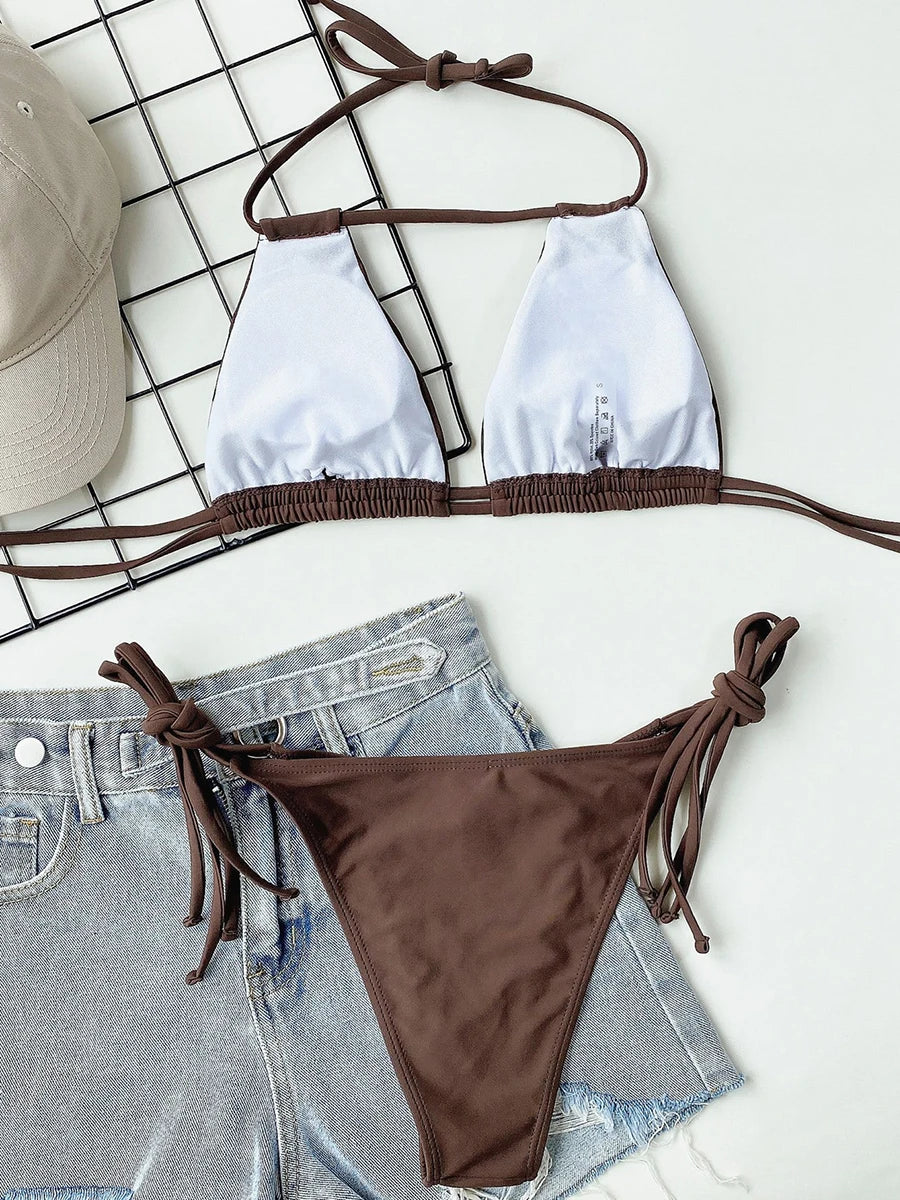 Sexy Lace Up Bikini 2026 Women Swimsuit Female Swimwear Brazilian Bikinis Set Micro Woman Bathing Suits Swimming for Beach Wear