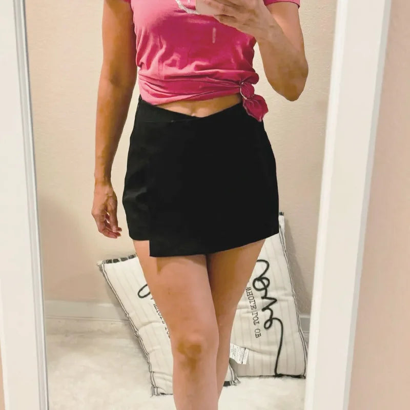 HXAO Shorts Women 2024 Summer Elegant Casual Party Skirt Shorts Ladies Fashion White Khaki Black Short Skirt Pants For Female
