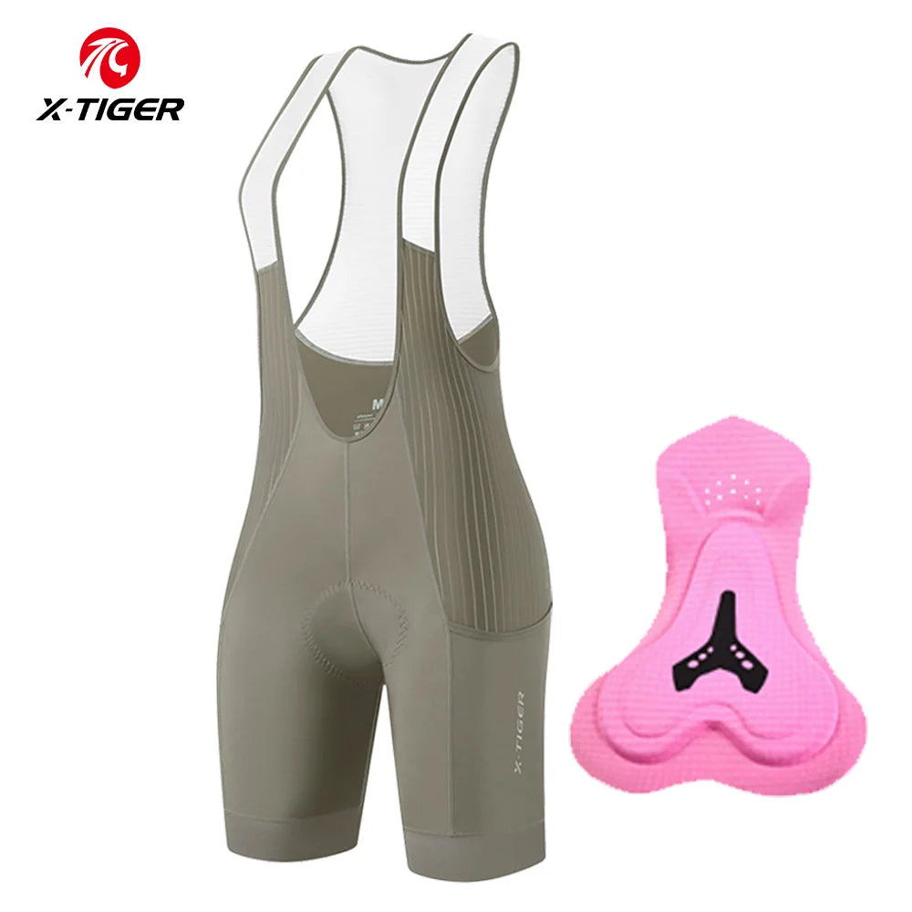 X-TIGER Bib Shorts Cycling Women 5D Thick Padding Mountain Road Bike Bib Shorts Summer UV Protection Professional Cycling Shorts