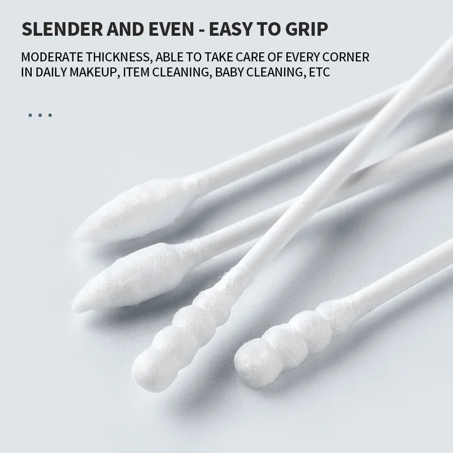200PCS/box - high-quality double ended cotton swabs - suitable for personal cleaning, gentle makeup removal, makeup swabs, etc