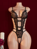 Teddy Transparent Lace Lingerie Deep V Open Bra Sexy Lingerie Women Sleepwear Open Croth Bodysuit Lenceria Porno Underwear Set
