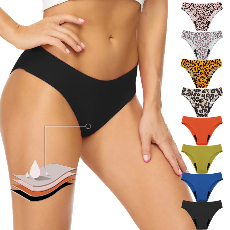 Seamless Menstrual Period Panties 4-Layer Leakproof Heavy Flow Mesh Briefs Fast Absorbent Panties Plus Size Briefs 3XL