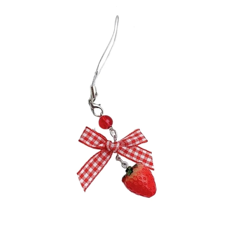 Phone Charm Strap Y2K Keychain Kawaii-Cute Pendant Jewelry Keyring Lanyard String Black Cross-Bow Beaded Chain for Women Girl