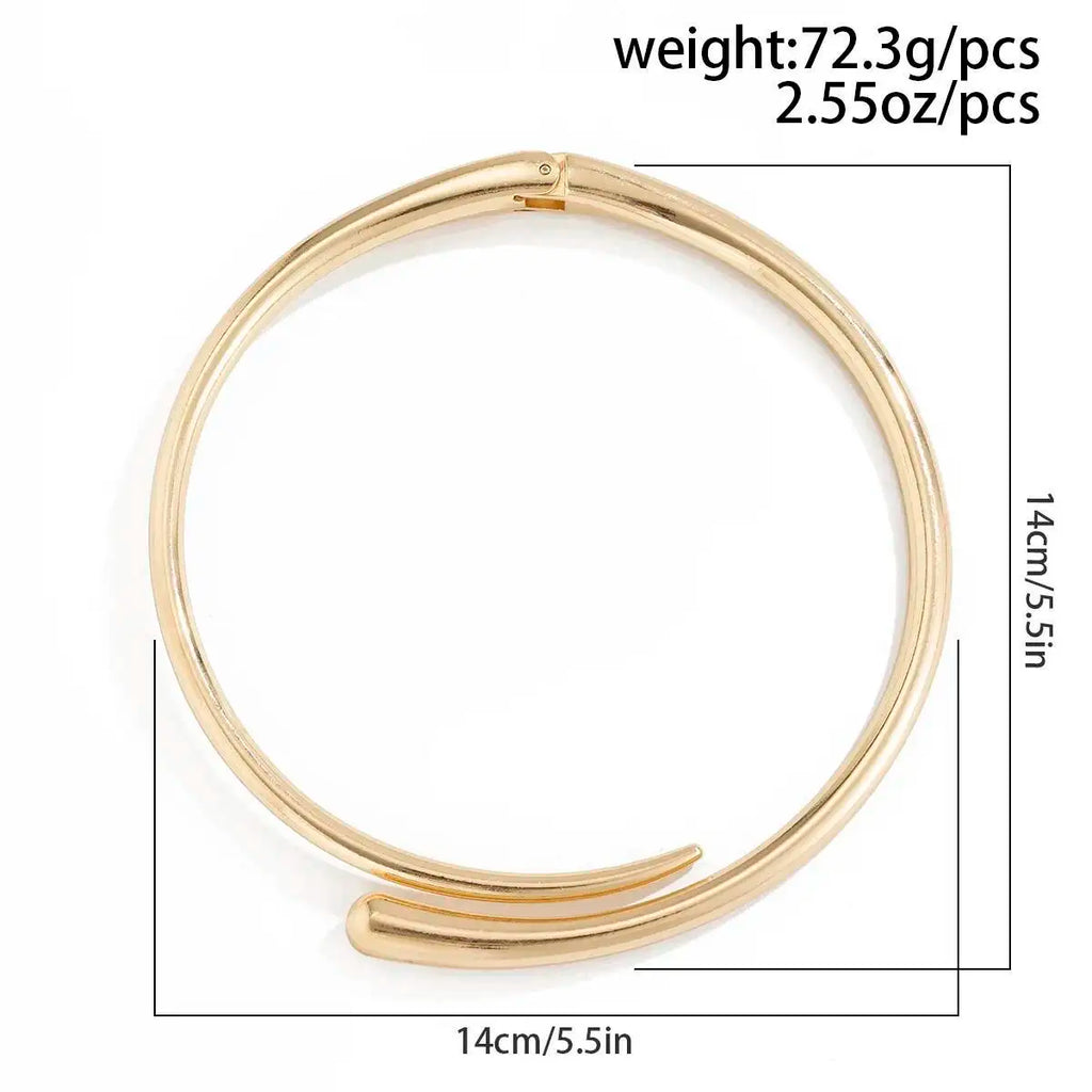 PuRui Trendy Simple Water Drop Torques Choker Necklace Opening Cuff Bangle Women Adjustable Wed Bridal Party Rings Jewelry Gift