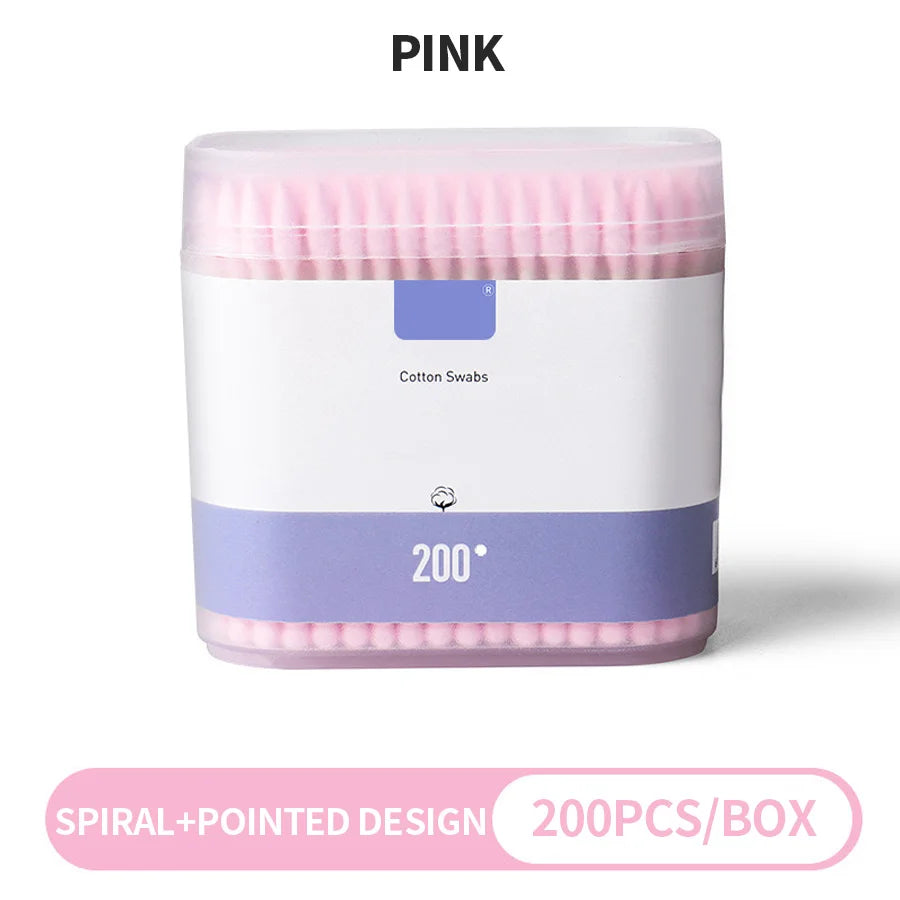 200PCS/box - high-quality double ended cotton swabs - suitable for personal cleaning, gentle makeup removal, makeup swabs, etc