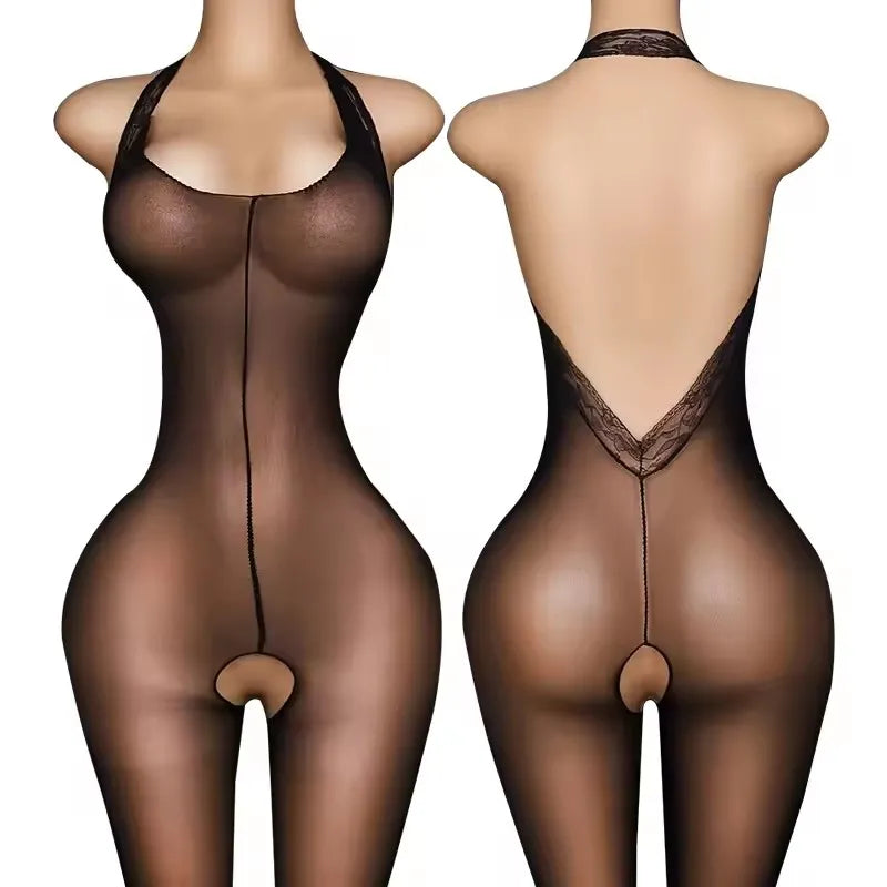 Erotic Open Crotch Bodystocking Lingerie Black Women Bodysuit Sexy Porn Sleeveless Underwear Lenceria Sexual Mujer Crotchless