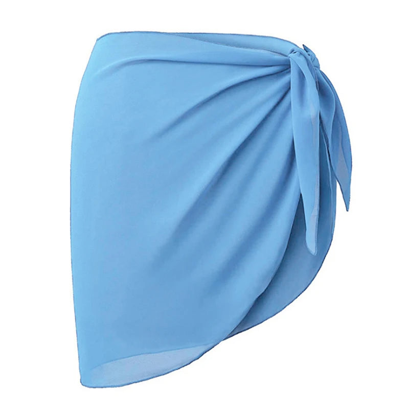 Women Short Sarongs Swimsuit Summer Coverups Beach Bikini Wrap Sheer Short Ladies Skirt Chiffon Scarf Cover Ups For Swimwear