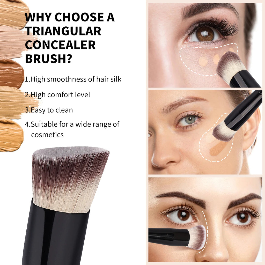 MAANGE 2PCS Flawless Makeup Brush Flat/Angle Foundation Contour Brush Under Eyes Makeup Brush for Liquid Cream Beauty Tools