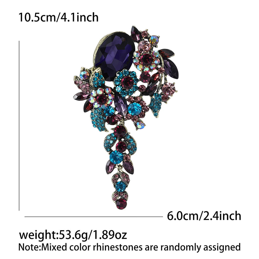 Luxury Rhinestone Bouquet Brooches for Women Unisex Plant Pins Necklace Banquet Party Backpack Gifts Jewelry Accessories