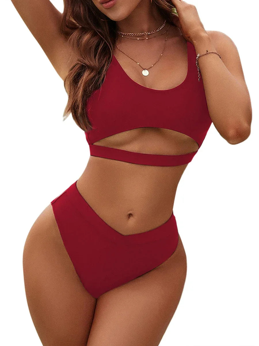 Sexy Female Bikini 2026 Women Swimwear Push Up High Waist Bikinis Sets Two Piece Swimsuit Black High Cut Bathing Suit Beachwear