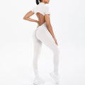 Short Sleeved Fitness Jumpsuit for Woman Bodysuits Backless Solid Color Scrunch One-Piece Suit Half Zipper Gym Yoga Sets Womens