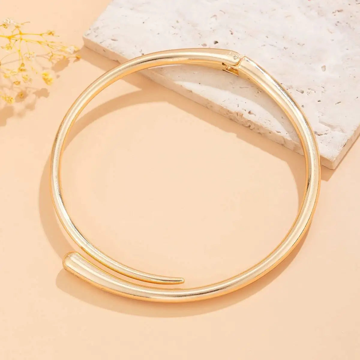 PuRui Trendy Simple Water Drop Torques Choker Necklace Opening Cuff Bangle Women Adjustable Wed Bridal Party Rings Jewelry Gift