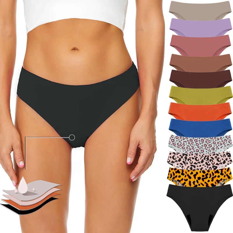 Seamless Menstrual Period Panties 4-Layer Leakproof Heavy Flow Mesh Briefs Fast Absorbent Panties Plus Size Briefs 3XL