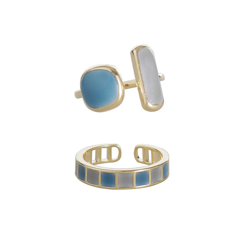 Colorful Drip Glaze Open Ring For Women 2022 New Fashion Retro Geometric Gold Color Metal Rings Exquisite Jewelry Gifts For Girl