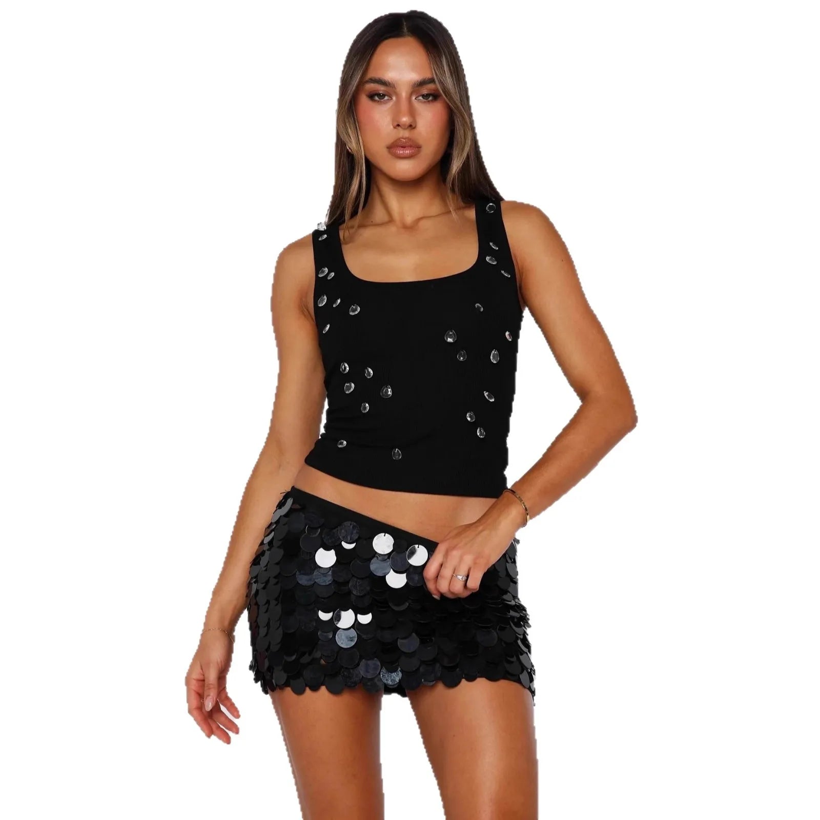 2026 New Women's Clothing Water Drop Design Sense Sexy Spice Suspender Vest