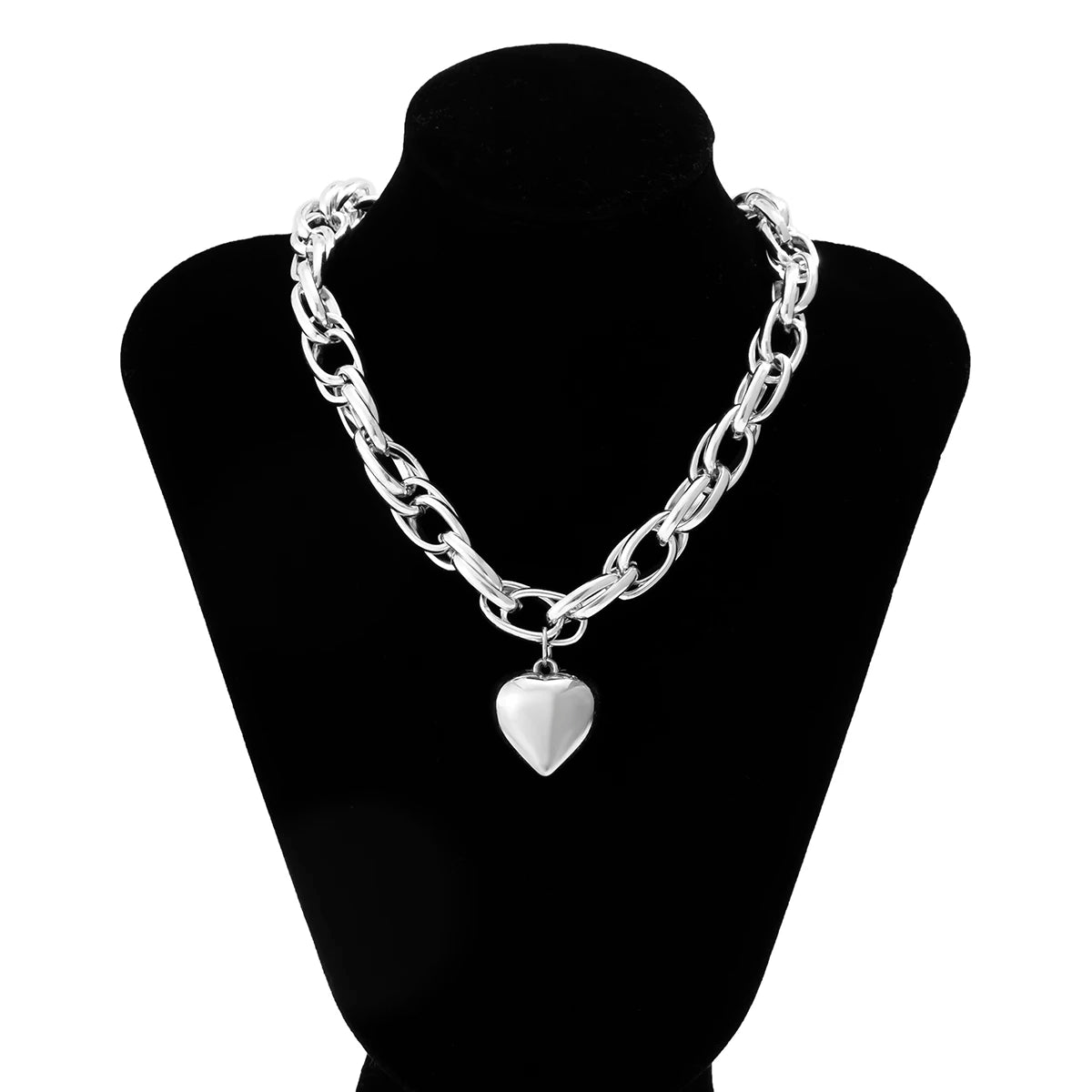 Hip Hop Thick Cross Chain With Heart Pendant Necklace for Women Chunky Short Choker Necklace Collar 2022 Fashion Jewelry on Neck