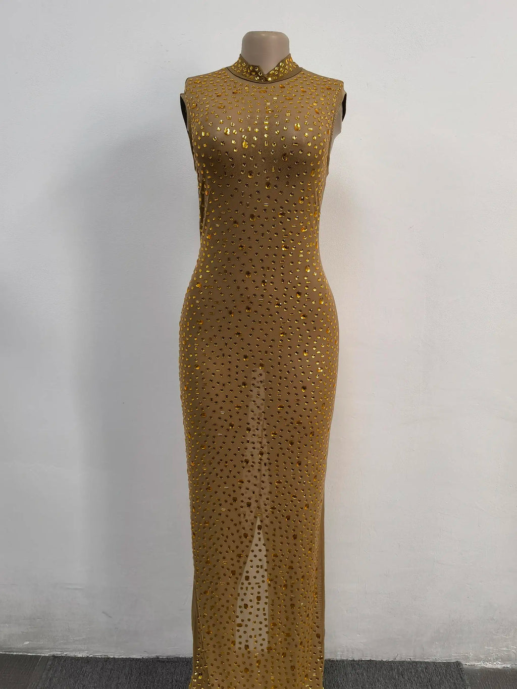 2026 Fall Diamonds Hot Rhinestones O-neck Women Sleeveless Bodycon Long Dress Birthday Party Evening Prom Maxi Dresses